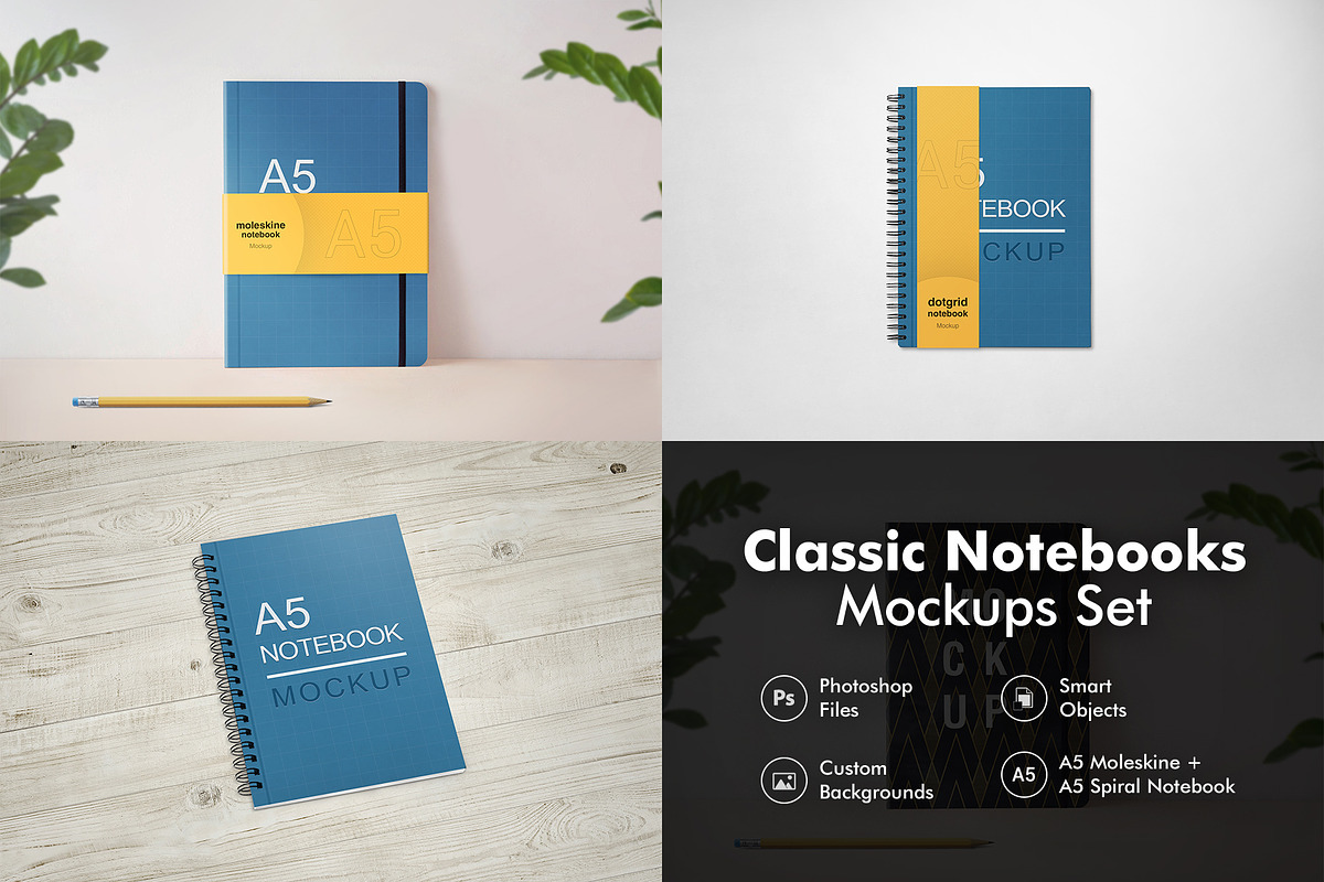 Classic Notebook Mockup Set - A5, a Print Template by Rafael Oliveira (Photo 1 of 7)