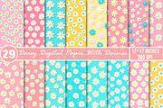 Daisy Digital Paper With Daisies, an Illustration by SinaCreation (Thumbnail 1 of 6)