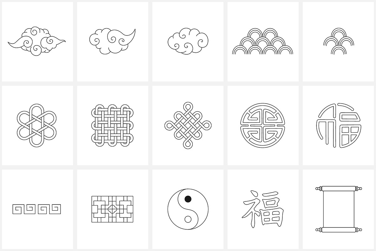 Lunar New Year line icon set, an Outline Icon by NatalieArtShop (Photo 7 of 11)