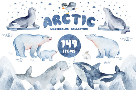 Polar Animals Watercolor Collection