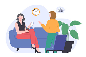 Woman talking about problems. Female, a Healthcare Illustration by LadadikArt