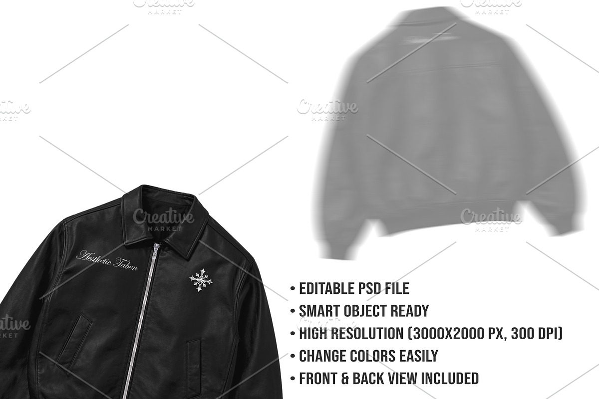4K Leather Bomber Jacket Mockup PSD, a Hoody Mockup by std.badboy (Photo 4 of 4)