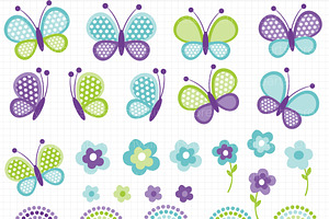 Blue Butterflies - Vector Clipart