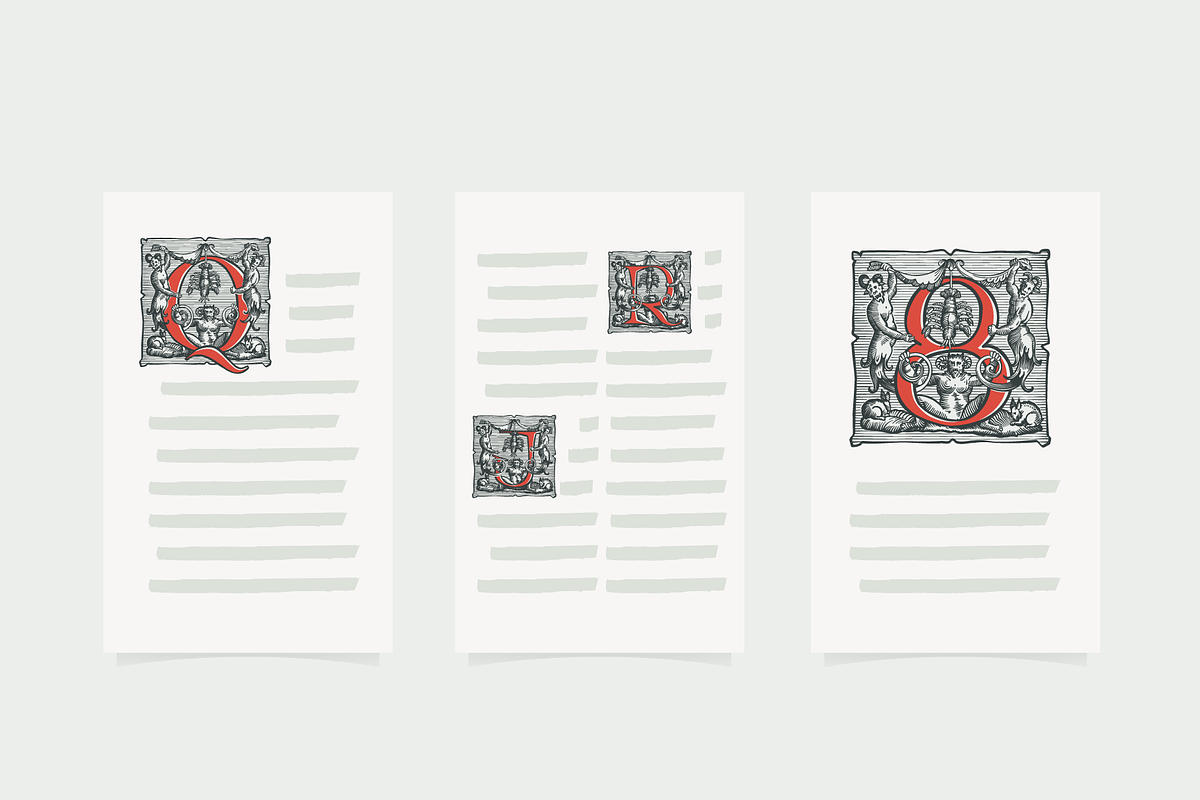 Devil's medieval initials, drop caps, a Decorative Illustration by kaer_shop (Photo 4 of 7)