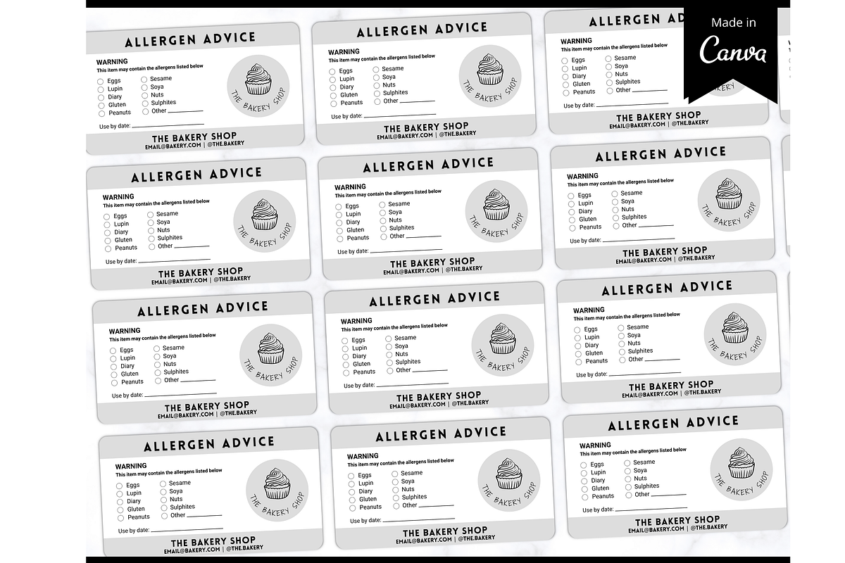EDITABLE Food Allergy Label Template