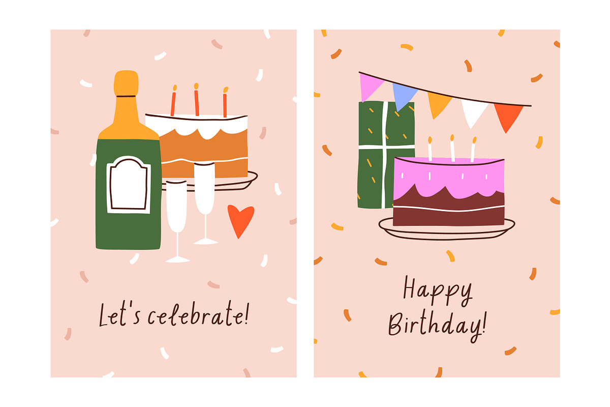 Happy birthday cards designs set, an Object Illustration by Good Studio (Photo 9 of 17)