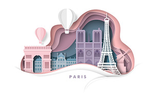 Paris city, France, vector paper cut, a Work Illustration by SiberianArt