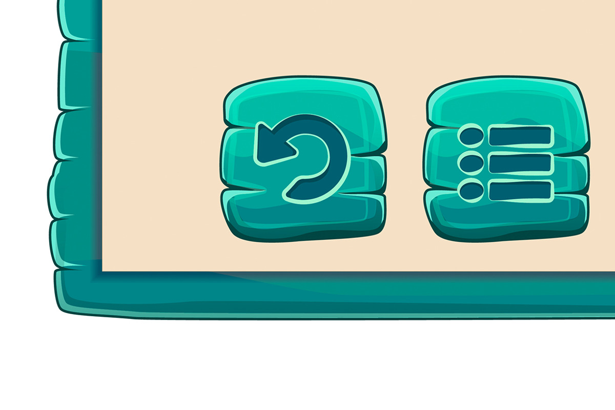 Vector game window with buttons., a Templates & Theme by julia_musdotter