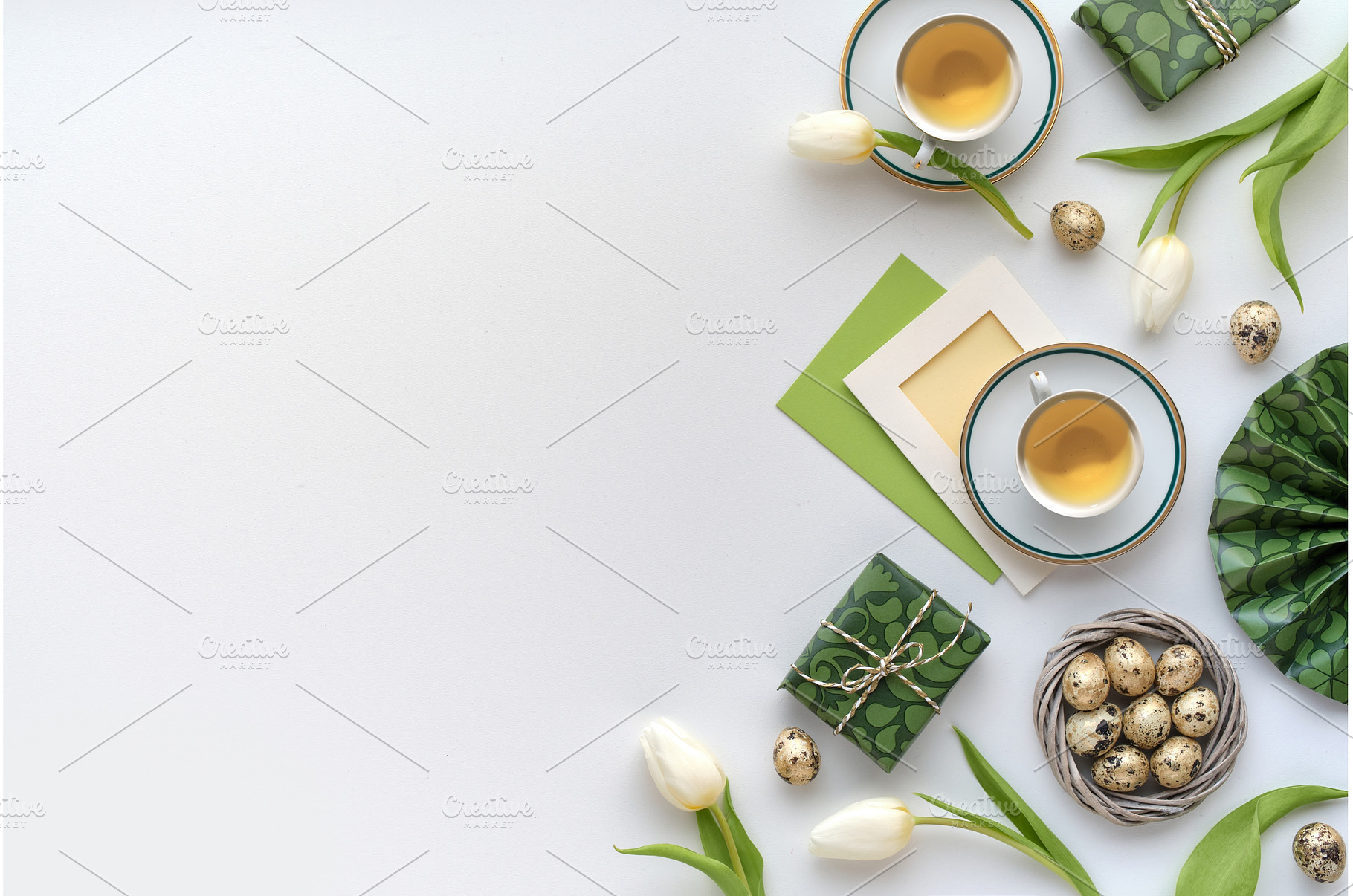 Easter table setting with tulips tea, a Holiday Photo by tilialucida