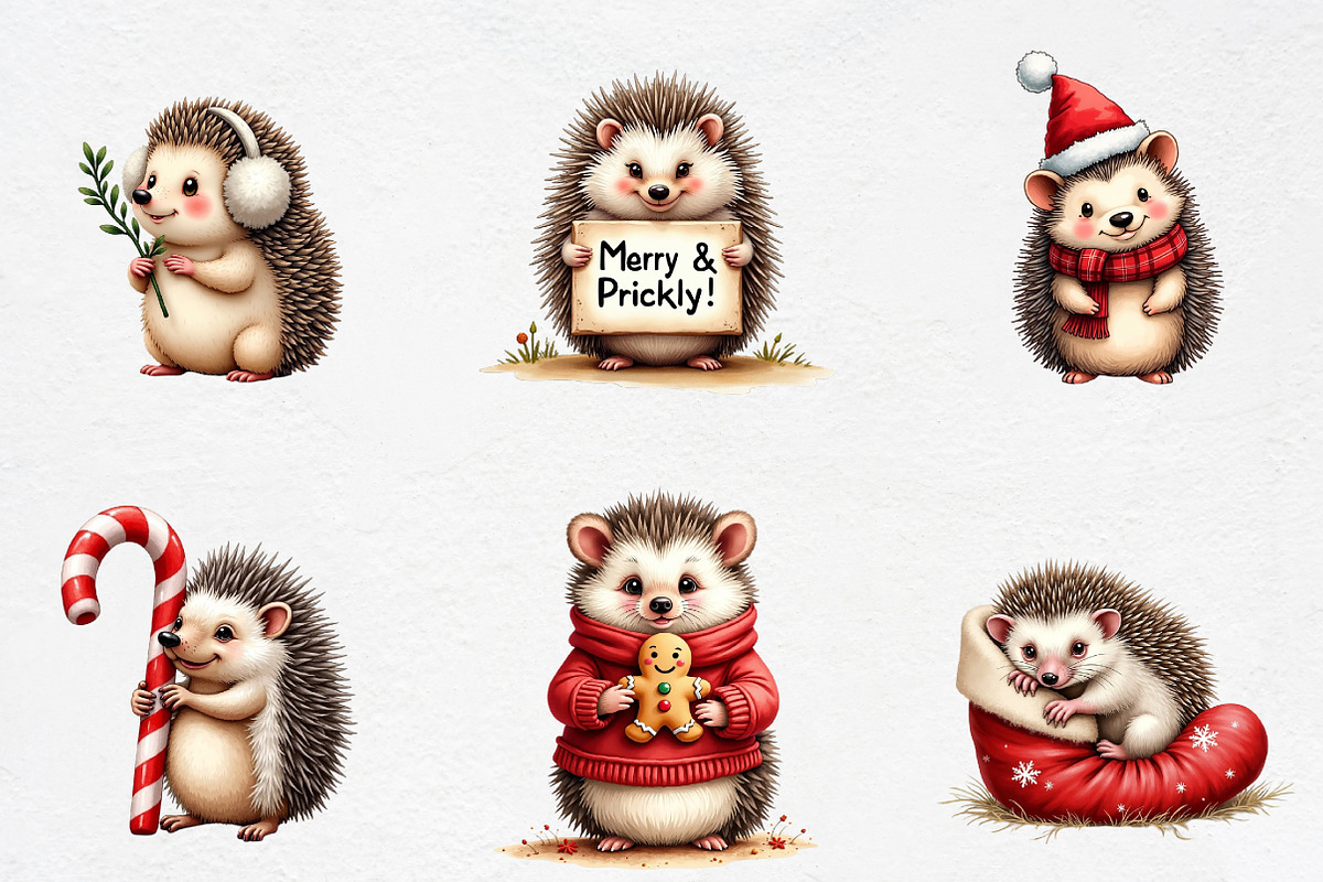 Christmas Cute Hedgehog Clipart, an Illustration by CrexoraLab (Photo 5 of 5)