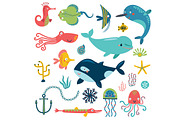 SEA cute vector set, an Animal Illustration by Anna Guz's Store (Thumbnail 2 of 5)