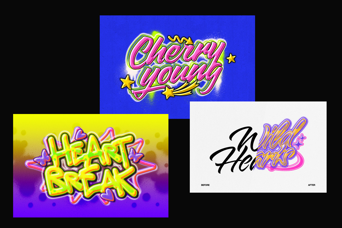 Y2K Neon Graffiti Text Effect, a Layer Style Add-On by Matsero (Photo 2 of 4)