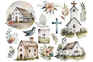 Christian Church Farmhouse Clipart