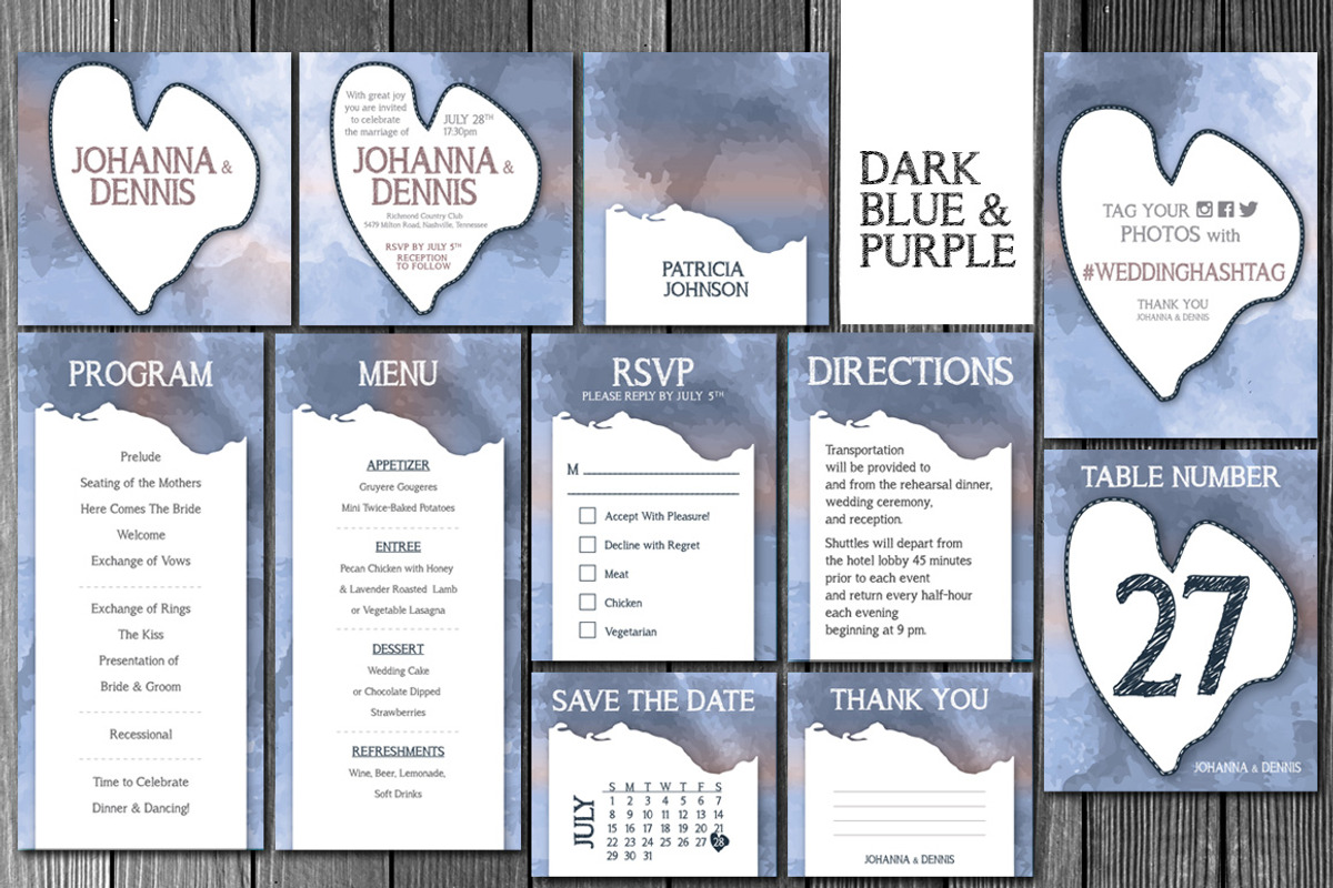 Wedding Watercolor Invitation 6 Var, an Invitation Template by Elegrad Design Agency (Photo 8 of 12)