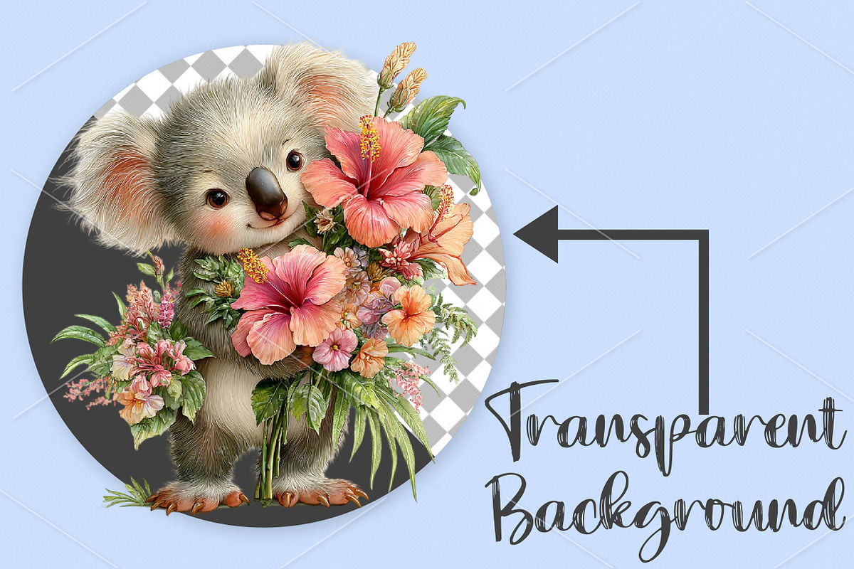 Whimsical Summer Koala Clipart PNG, an Illustration by Canvas Craft (Photo 2 of 7)