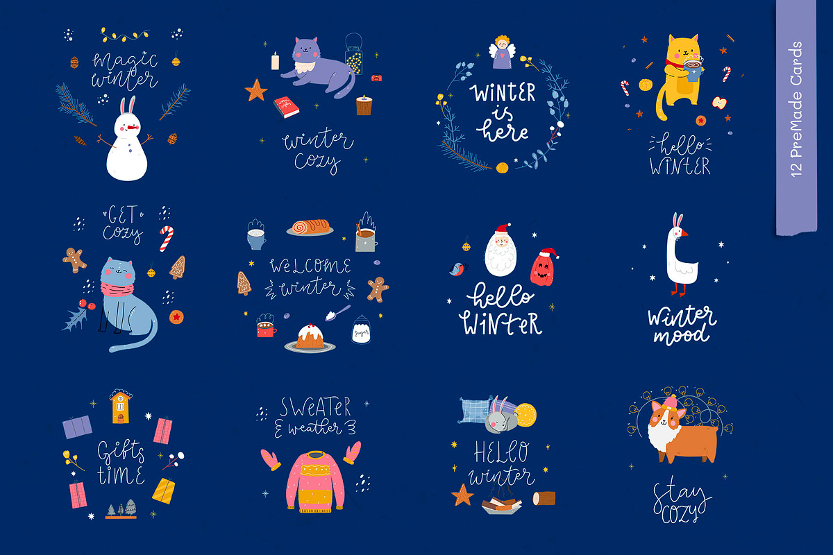 Cozy Winter. Clipart, pattern set, an Illustration by Mariart_i (Photo 4 of 6)