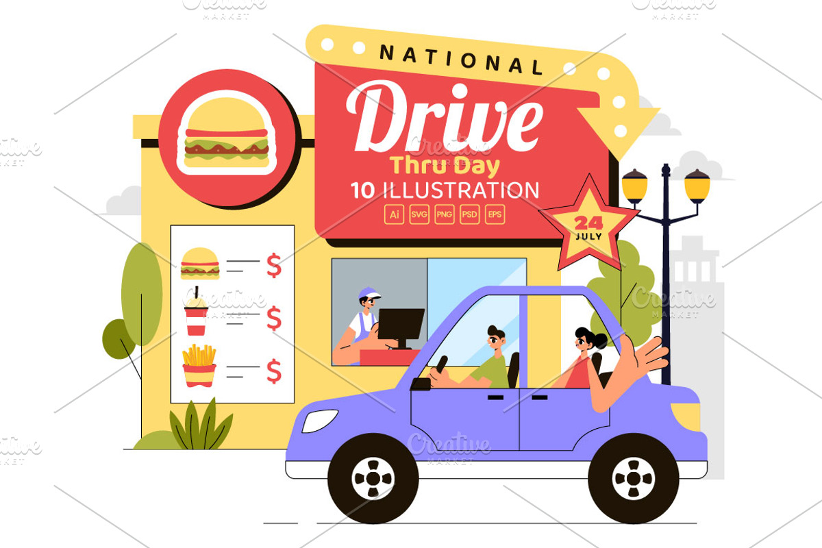 10 Drive Thru Day Illustration, a Food Illustration by denayunebgt (Photo 1 of 4)