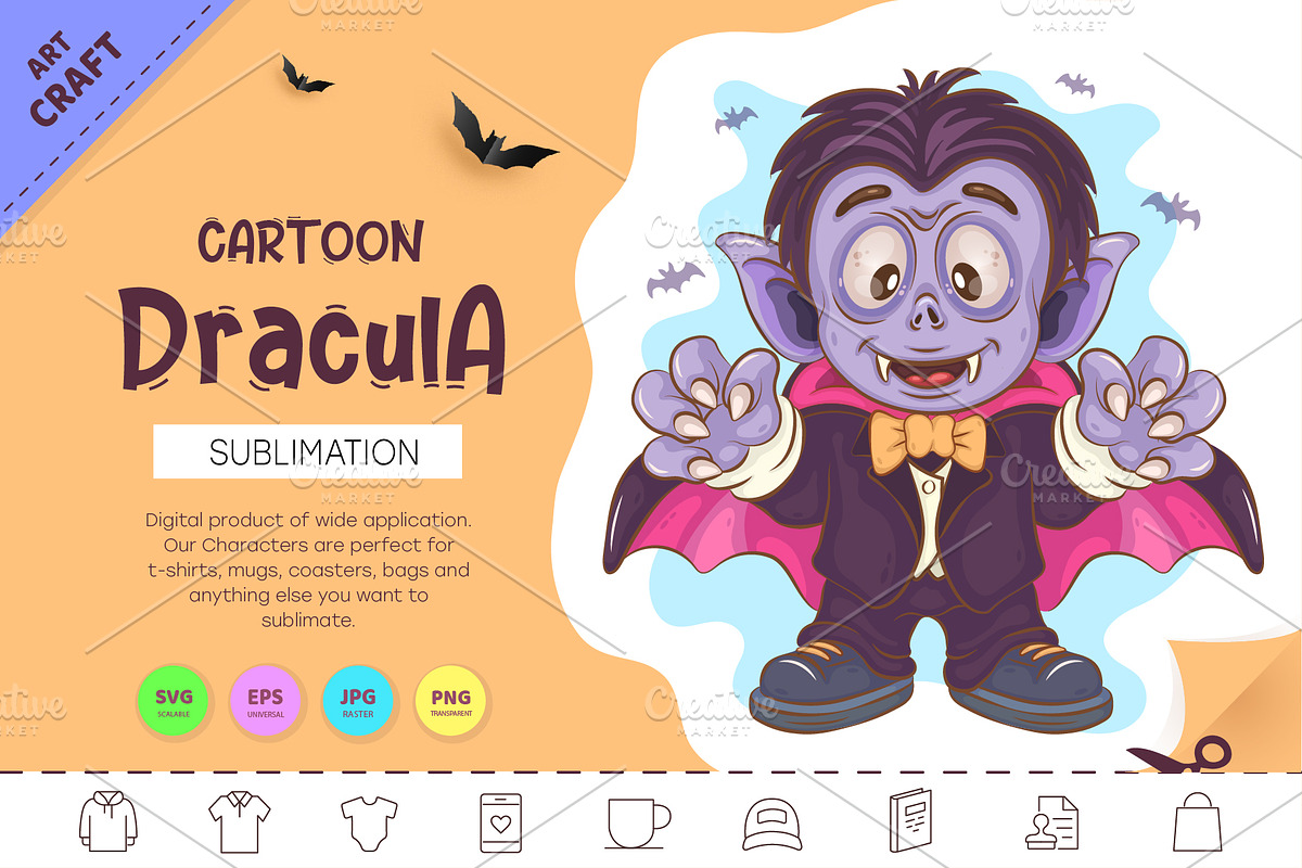 Cartoon Dracula. Crafting, a Person Illustration by KENO Mascots (Photo 1 of 3)