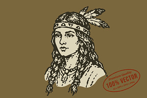Vintage Indian Maiden Illustration