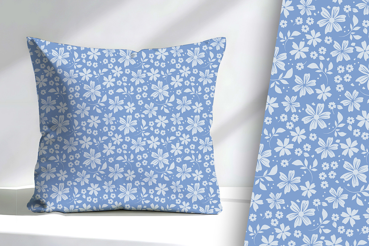 Delicate Blue and White Floral, a Pattern Graphic by Sharon Schwalbe (Photo 3 of 6)