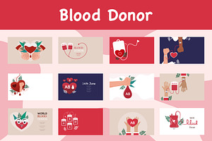 Blood donor day background bundle, a Healthcare Illustration by foxndeer