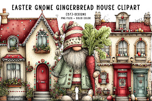 Easter Gnome Gingerbread House, an Illustration by CreationArt