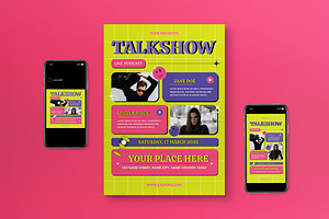 Yellow Y2K Talkshow Flyer Set