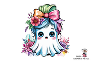 Ghost with Floral Bow PNG Bundle, an Illustration by Clipart Bloom (Thumbnail 6 of 11)