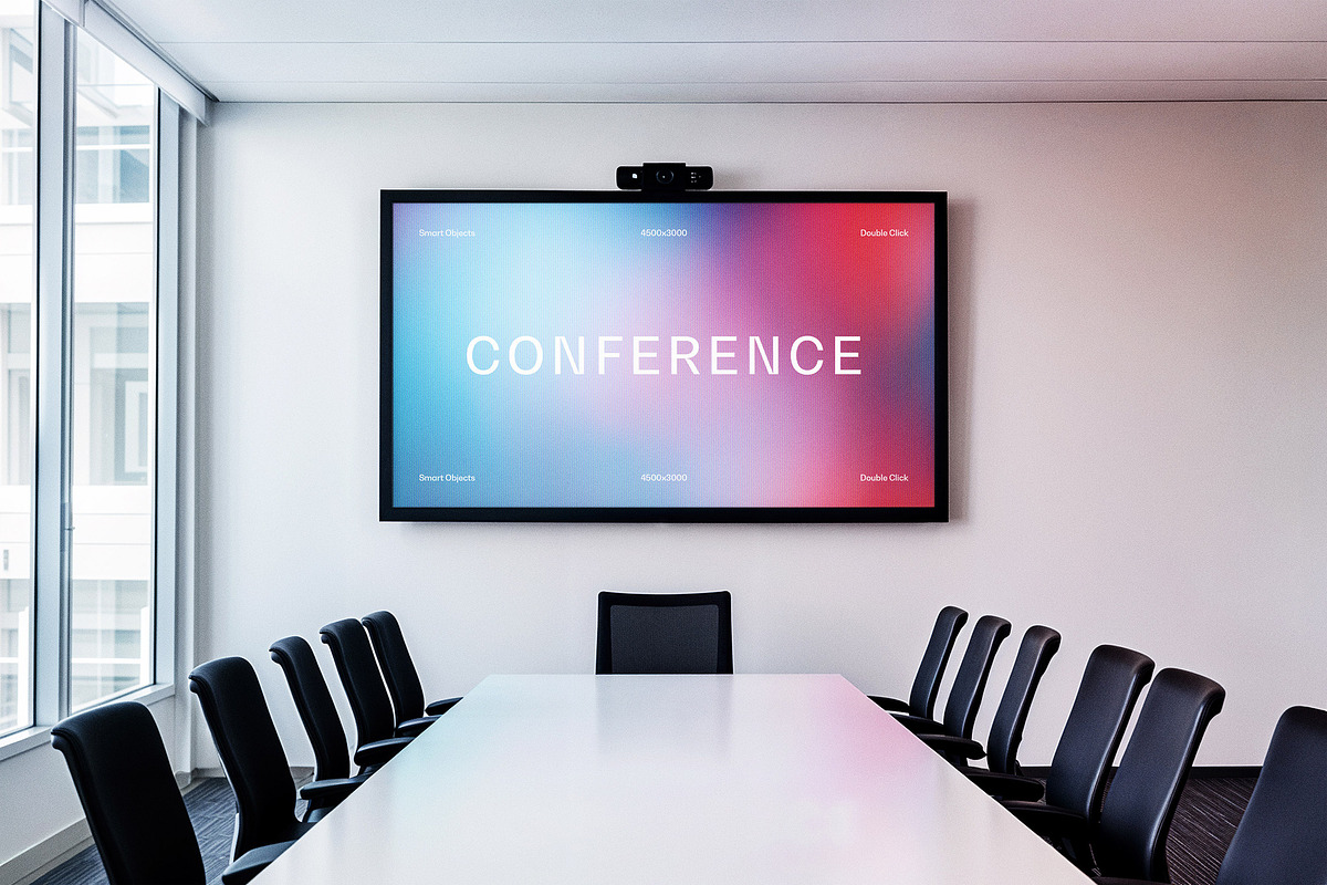 Meeting Room Screen Mockup, an Advertising Mockup by Design Squad (Photo 1 of 3)