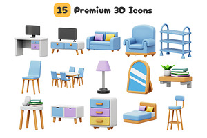 Furniture 3D Icons