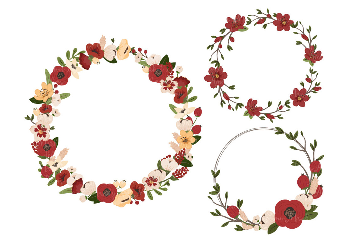 Christmas Floral Wreaths & Bunches, an Illustration by Amanda Ilkov (Photo 3 of 4)
