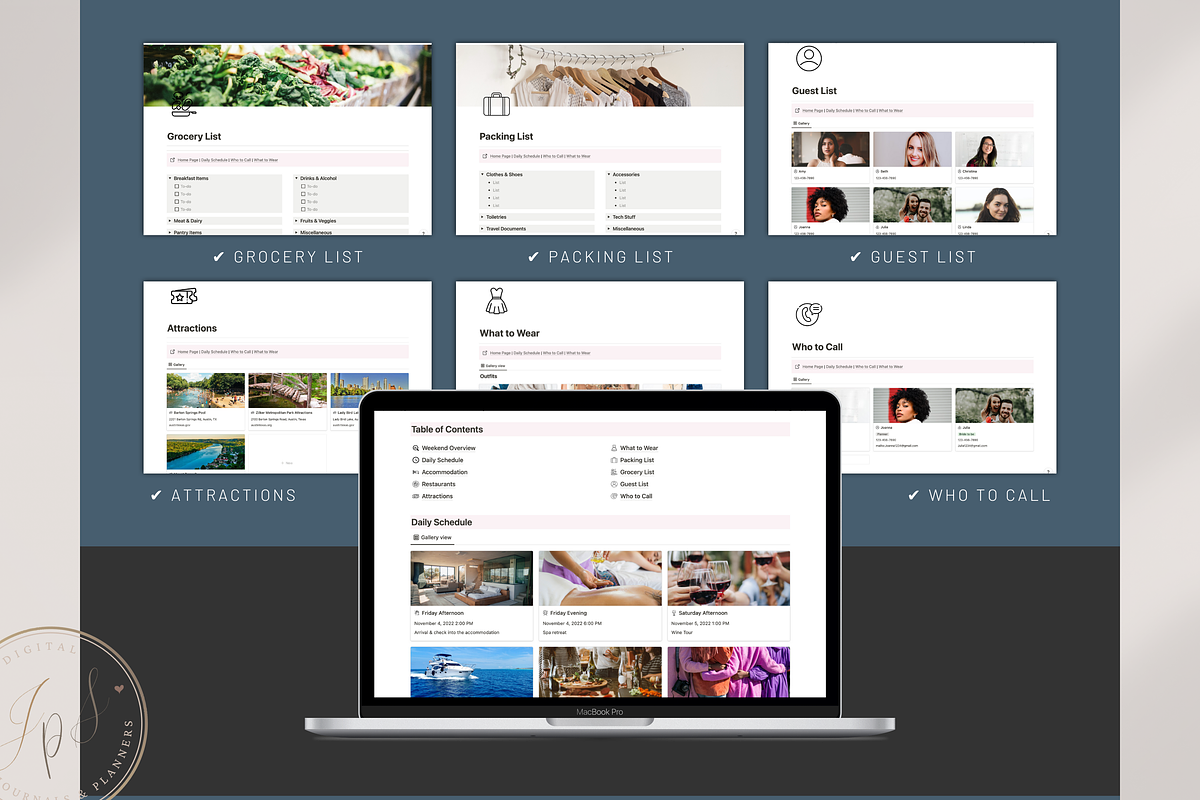 Bachelorette Itinerary in Notion, an App Template by Designs by Darowan (Photo 5 of 10)