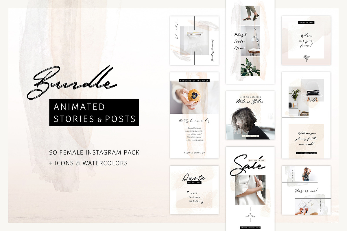 BUNDLE: Animated Posts & Stories, a Social Media Template by AgataCreate (Photo 1 of 17)