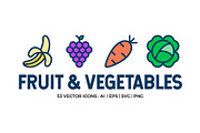 Fruit and Vegetables Line Icons, an Outline Icon by Abstracto-Create (Thumbnail 1 of 7)
