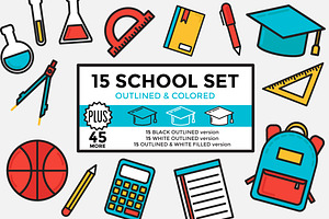 School Set Outlined & Colored