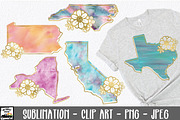 50 States Sublimation Clipart Bundle, an Illustration by OldMarket Designs (Thumbnail 1 of 12)