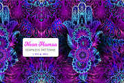 Neon Hamsa Seamless Pattern, a Pattern Graphic by Elen-Lane (Thumbnail 1 of 2)
