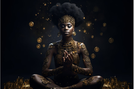 African american meditating, a Sports & Recreation Photo by Ylivdesign