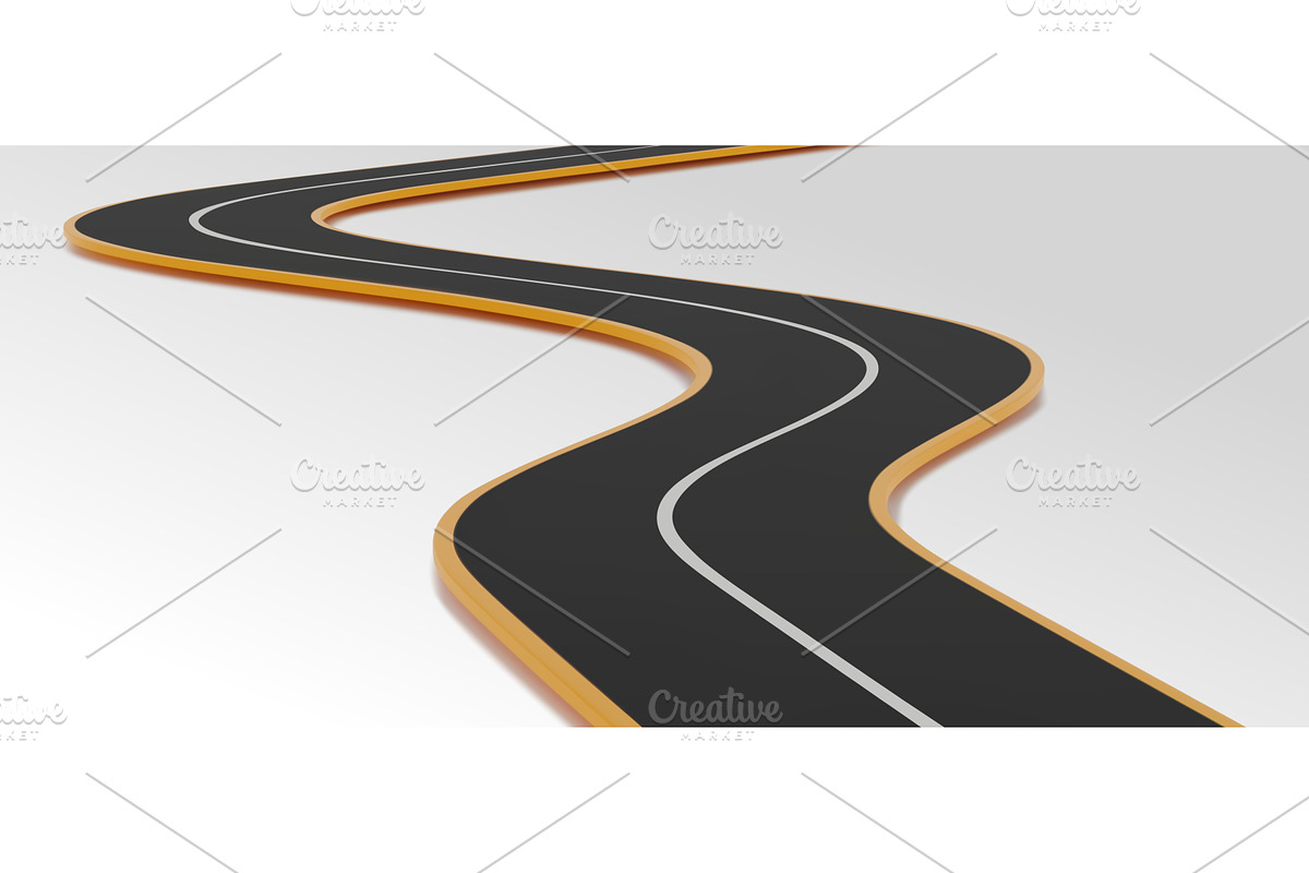 3D winding road isolated on white, a Transportation Illustration by art PVP - market