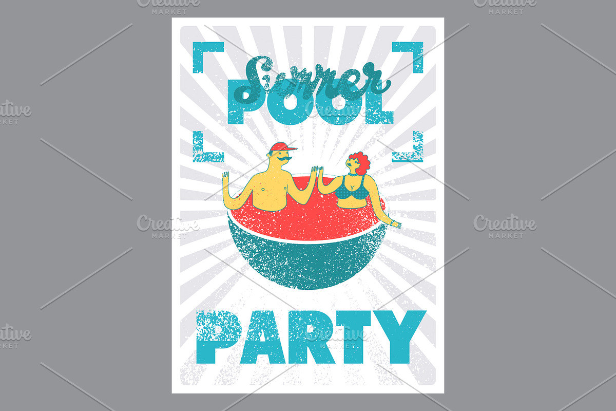 Summer Pool Party vector posters., a Seasonal Illustration by PoPaShop (Photo 2 of 3)