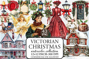 Victorian Christmas Clipart, an Illustration by Libby Wishes