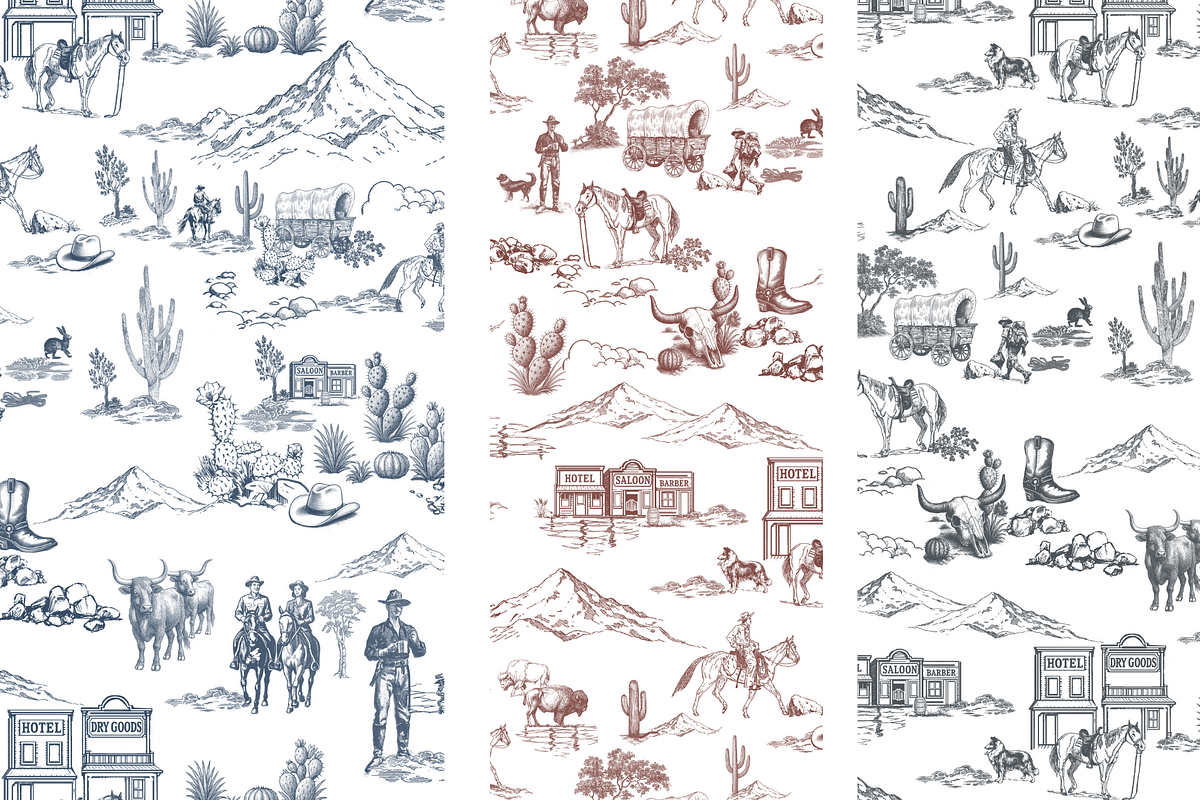Cowboy Country Toile de Jouy Pattern, a Background Graphic by Hughes Studio (Photo 8 of 8)