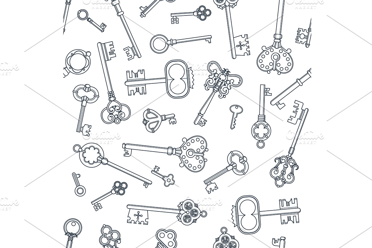 Key pattern. retro keys collection, an Illustration by Onyx