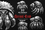 10 Bundle Dark Art Hermit Crab, an Illustration by Morspective (Thumbnail 1 of 7)