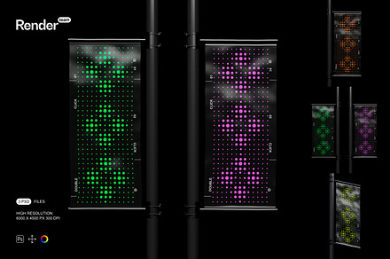 Flag Pole Banner Mockup, an Advertising Mockup by Renderteam