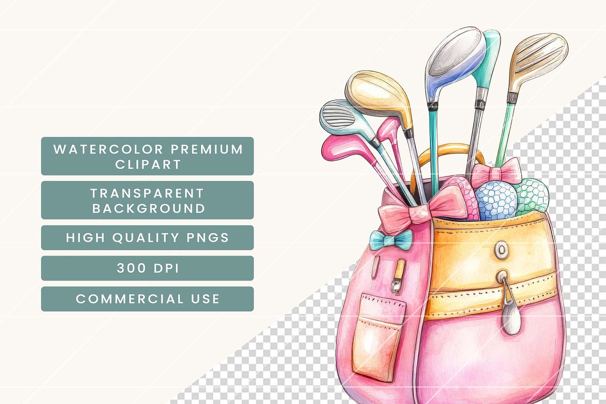Watercolor Cute Golf Clipart Bundle, a Sport Illustration by BusyDaydesign (Photo 7 of 9)