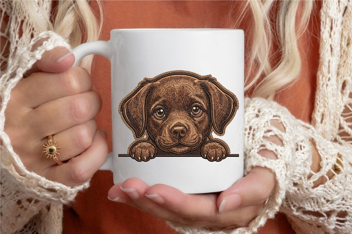 Peeking Dog Embroidery Design, an Illustration by designcity5 (Photo 4 of 4)