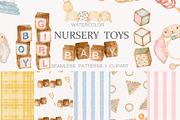 Nursery Toys Clipart & Patterns, a Pattern Graphic by NatalieArtsDenysenko (Thumbnail 1 of 9)