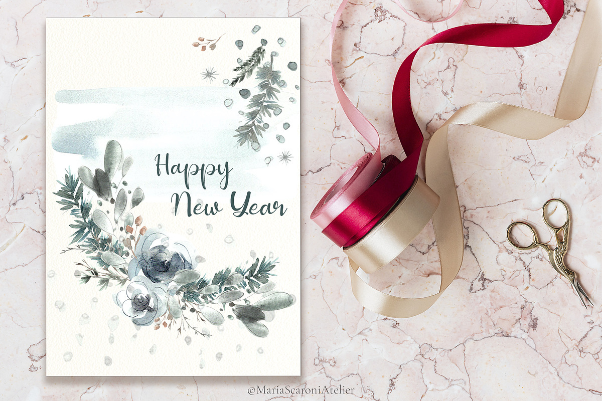 Watercolor Christmas Clipart, a Decorative Illustration by MariaScaroniAtelier (Photo 9 of 10)