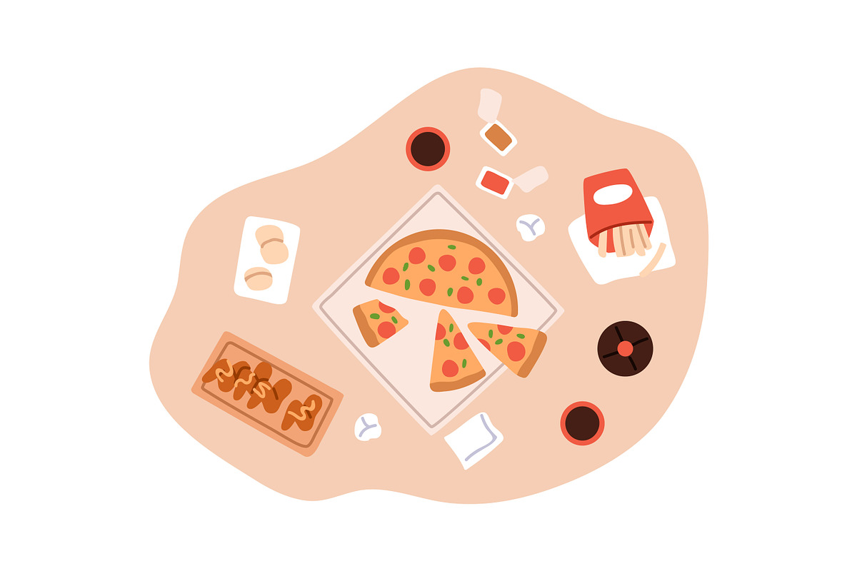 Food, dishes on tables, top view set, a Food Illustration by Good Studio (Photo 4 of 7)